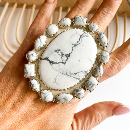 Howlite Statement Ring - Solid Sterling Silver