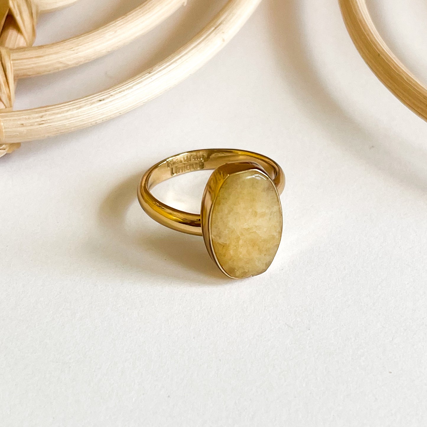 Dainty Peach Quartz Ring - Alchemia