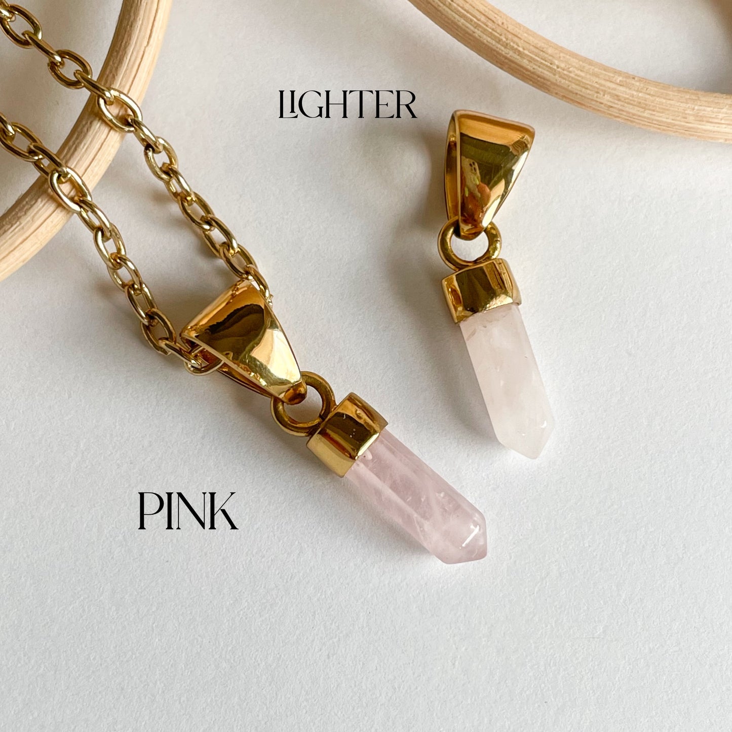 Rose Quartz Dainty Point Pendant - Alchemia