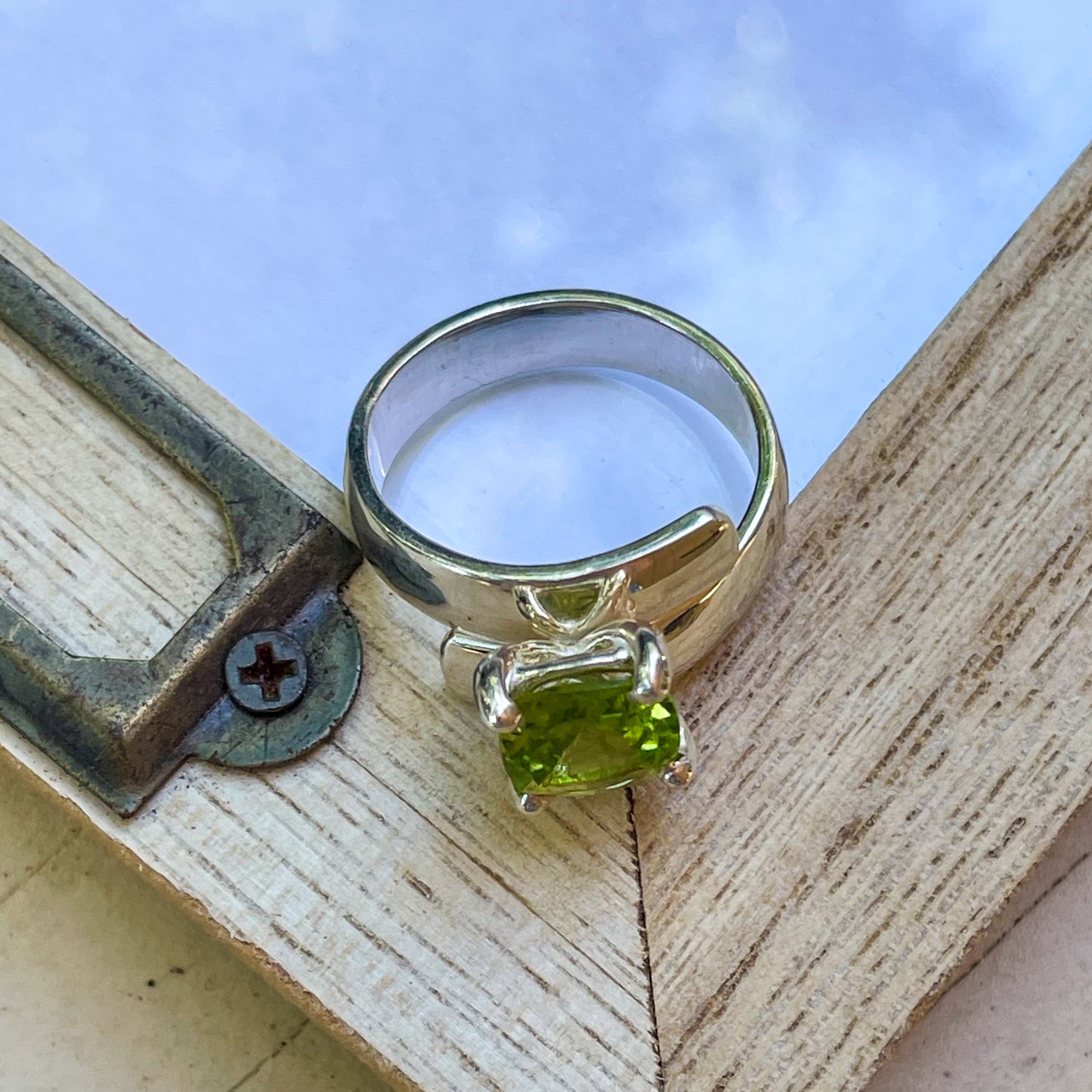 Peridot Prong Ring - Solid Sterling Silver