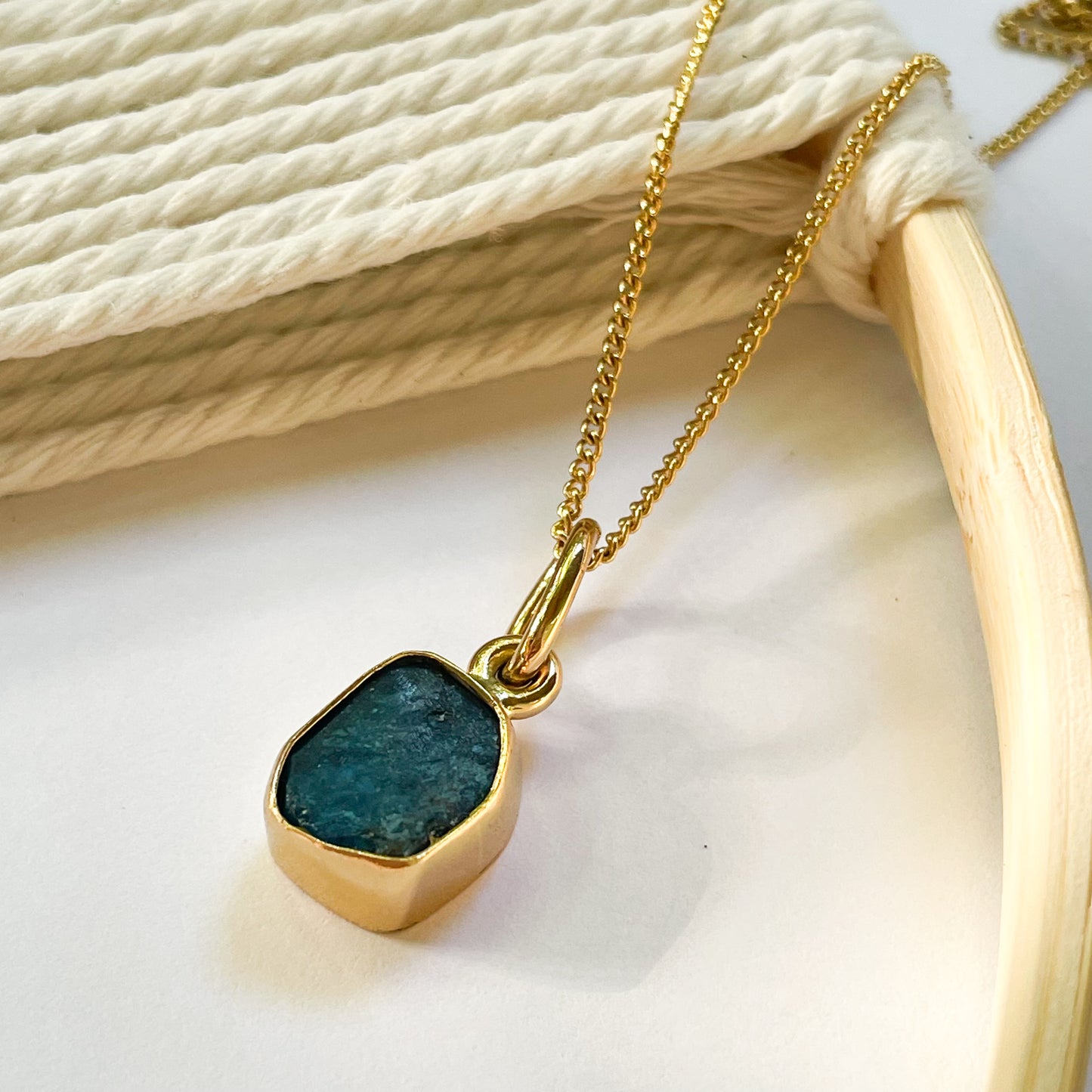 Neon Apatite Charm Pendant - Alchemia Gold
