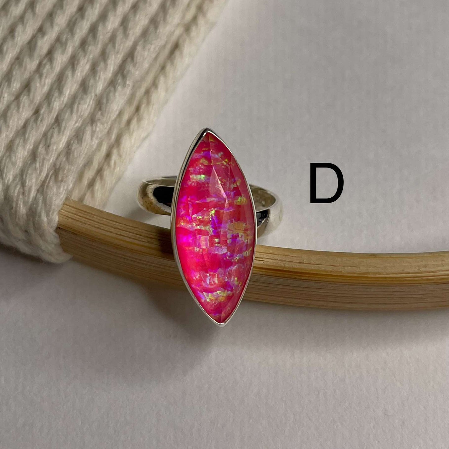 Hot Pink Doublet Ring - Solid Sterling Silver