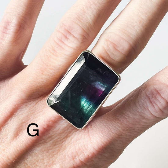 Fluorite Bezel Ring - Solid Sterling Silver
