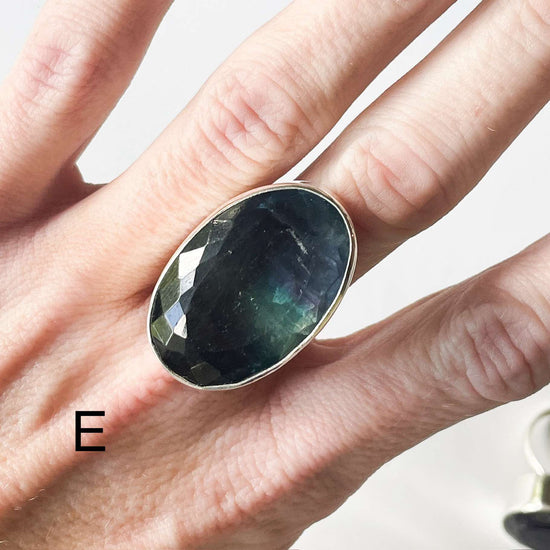 Fluorite Bezel Ring - Solid Sterling Silver