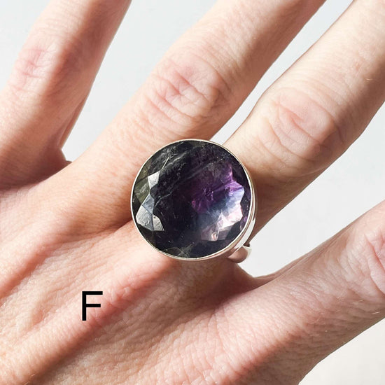 Fluorite Bezel Ring - Solid Sterling Silver