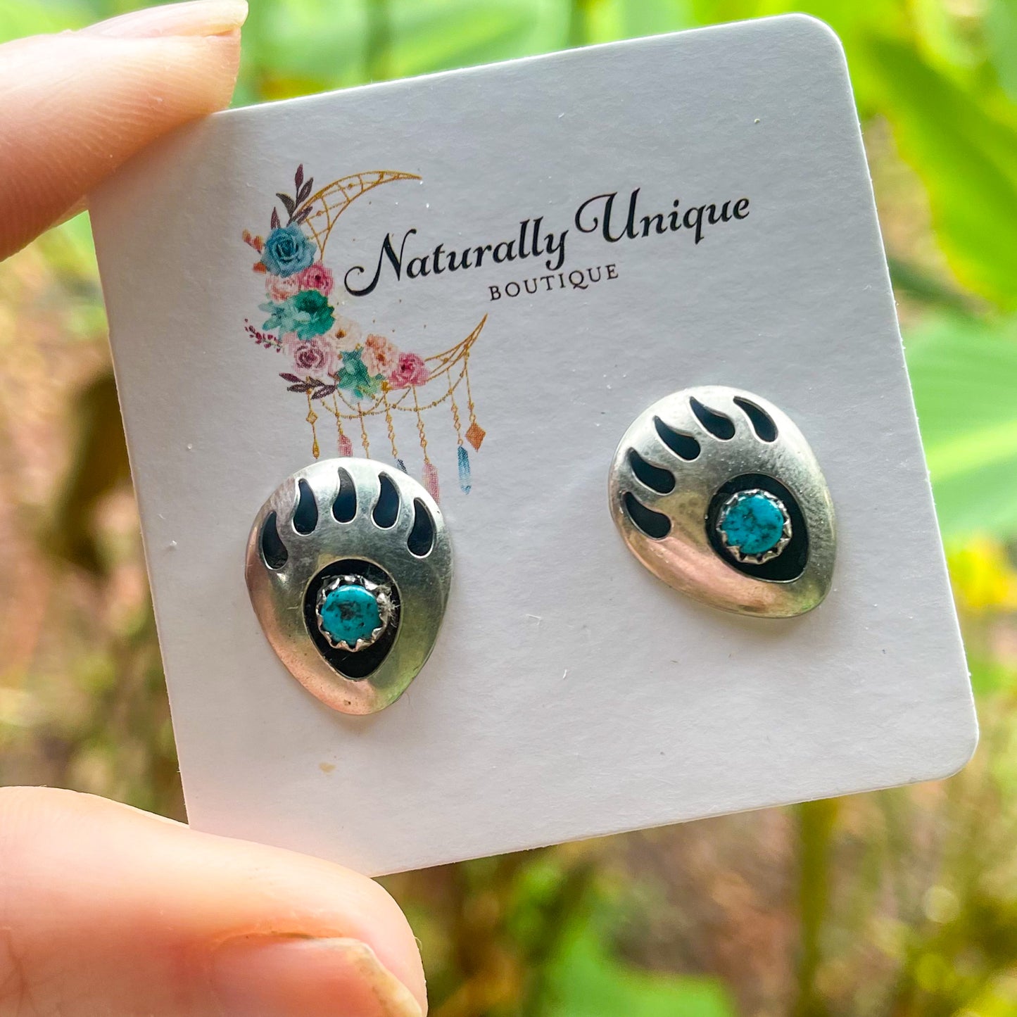 Tiger Paw Turquoise Studs-Solid Sterling Silver