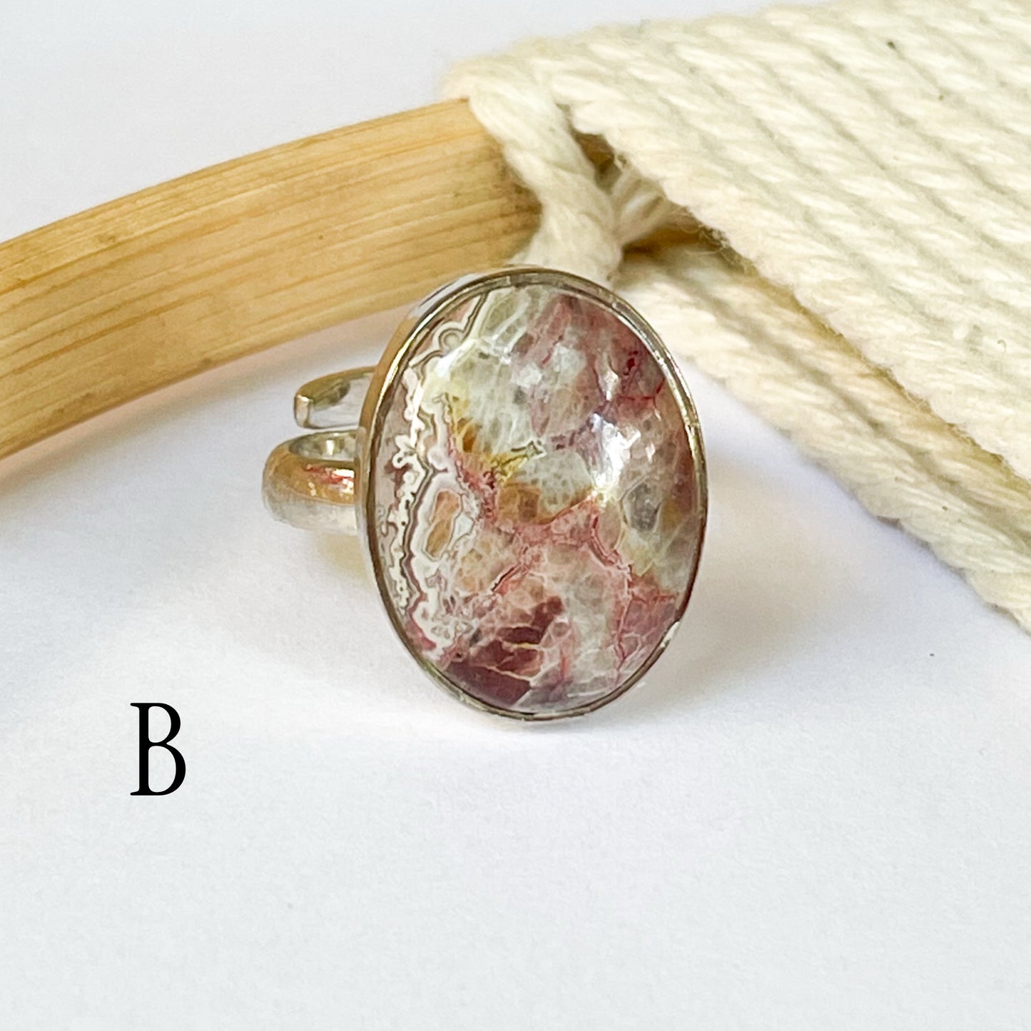 Crazy Lace Agate Ring - Solid Sterling Silver