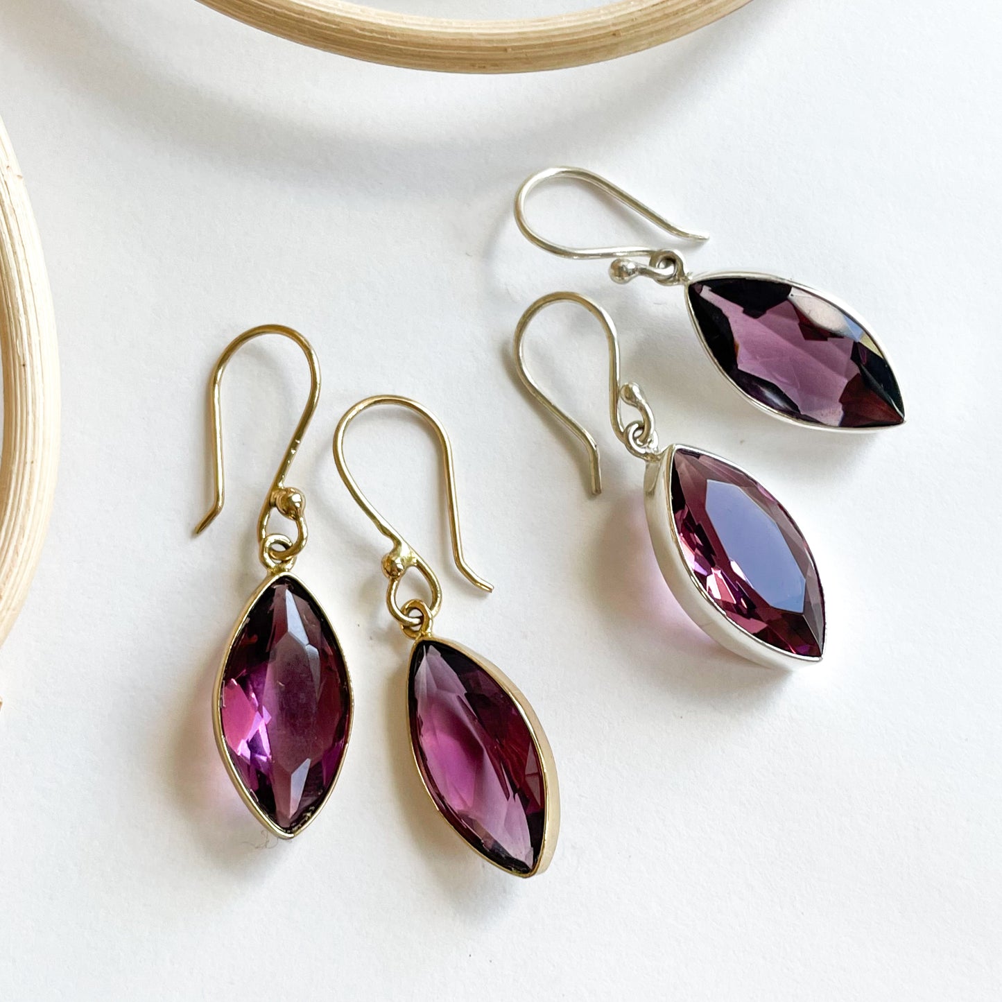 Mauve CZ Earrings - Both Metals