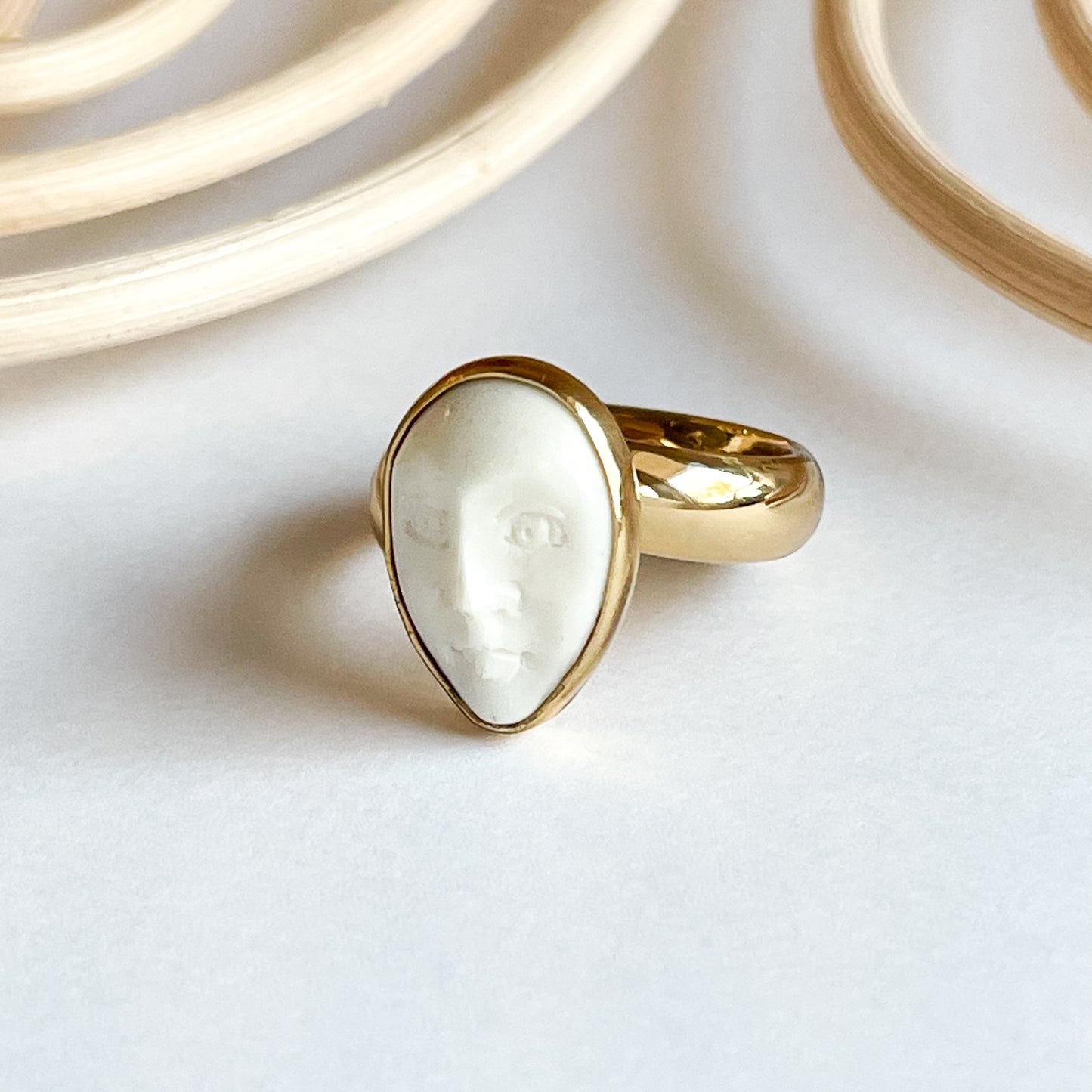 Bone Moon Face Ring - Alchemia Gold