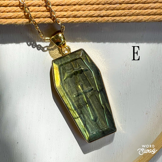 Labradorite Statement Coffin Pendant  - Alchemia Gold
