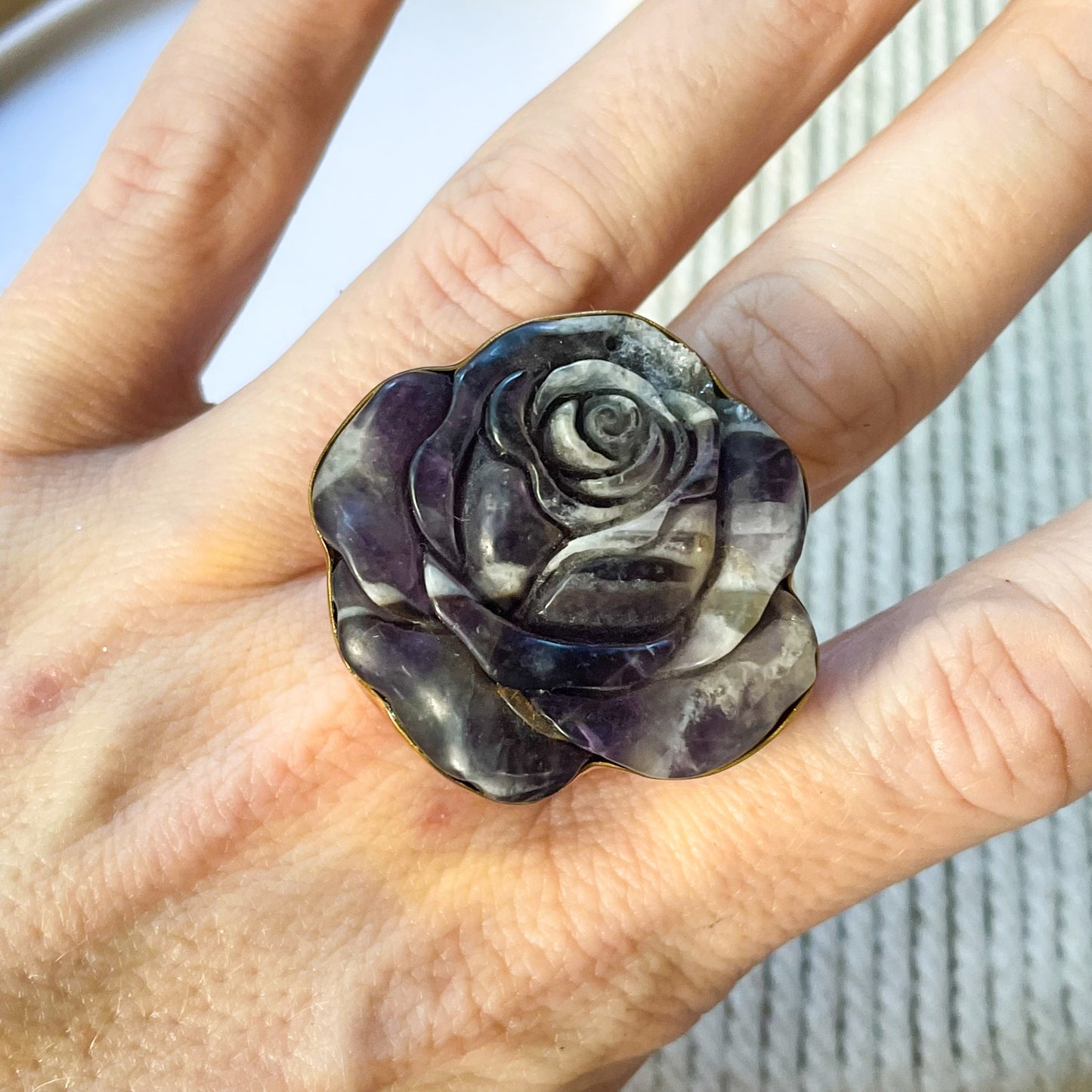 Chevron Amethyst Rose Ring - Alchemia Gold