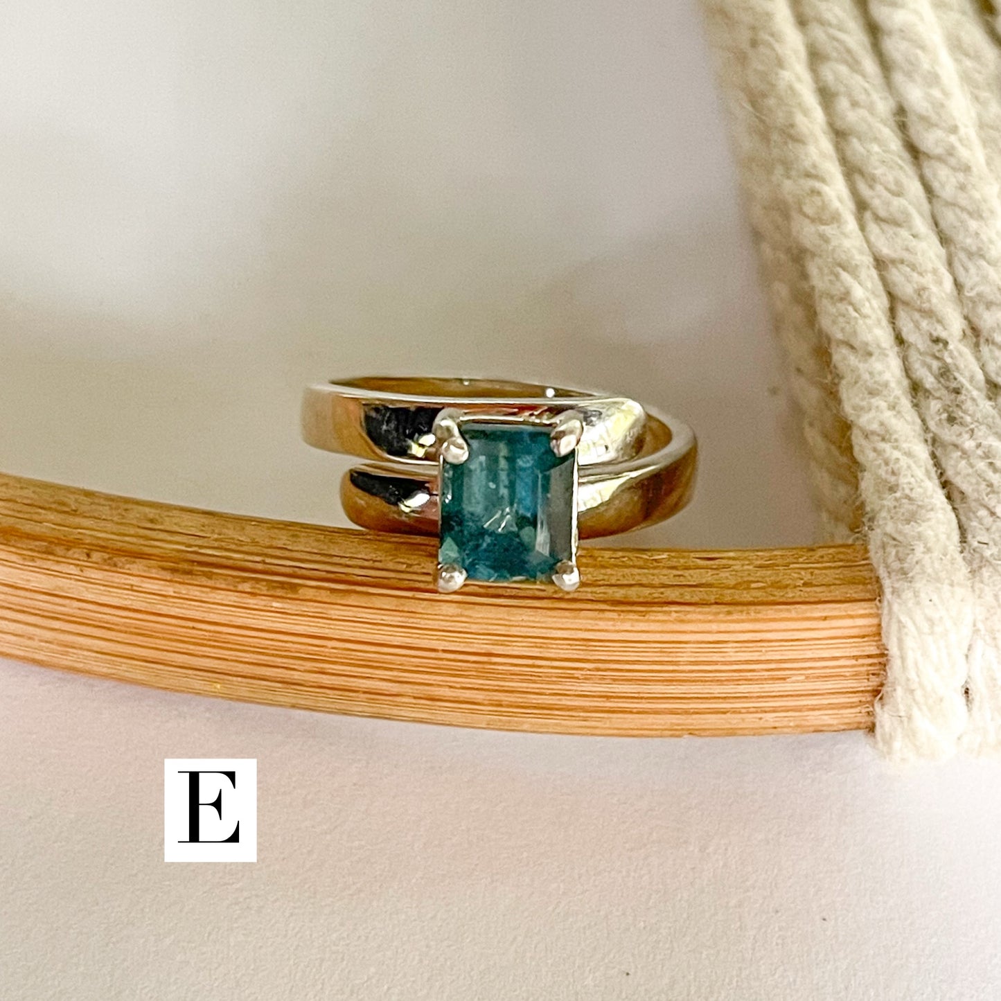 Certified Dark Aquamarine Prong Rings - Solid Sterling Silver