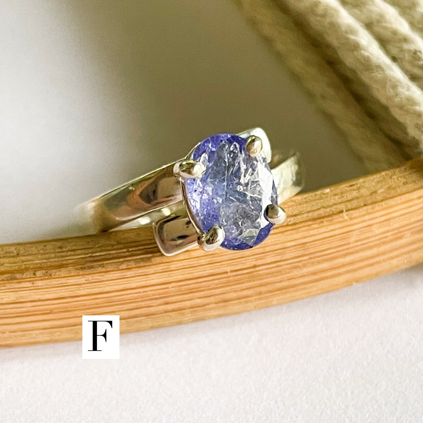 Certified Natural Tanzanite Prong Ring - Solid Sterling Silver