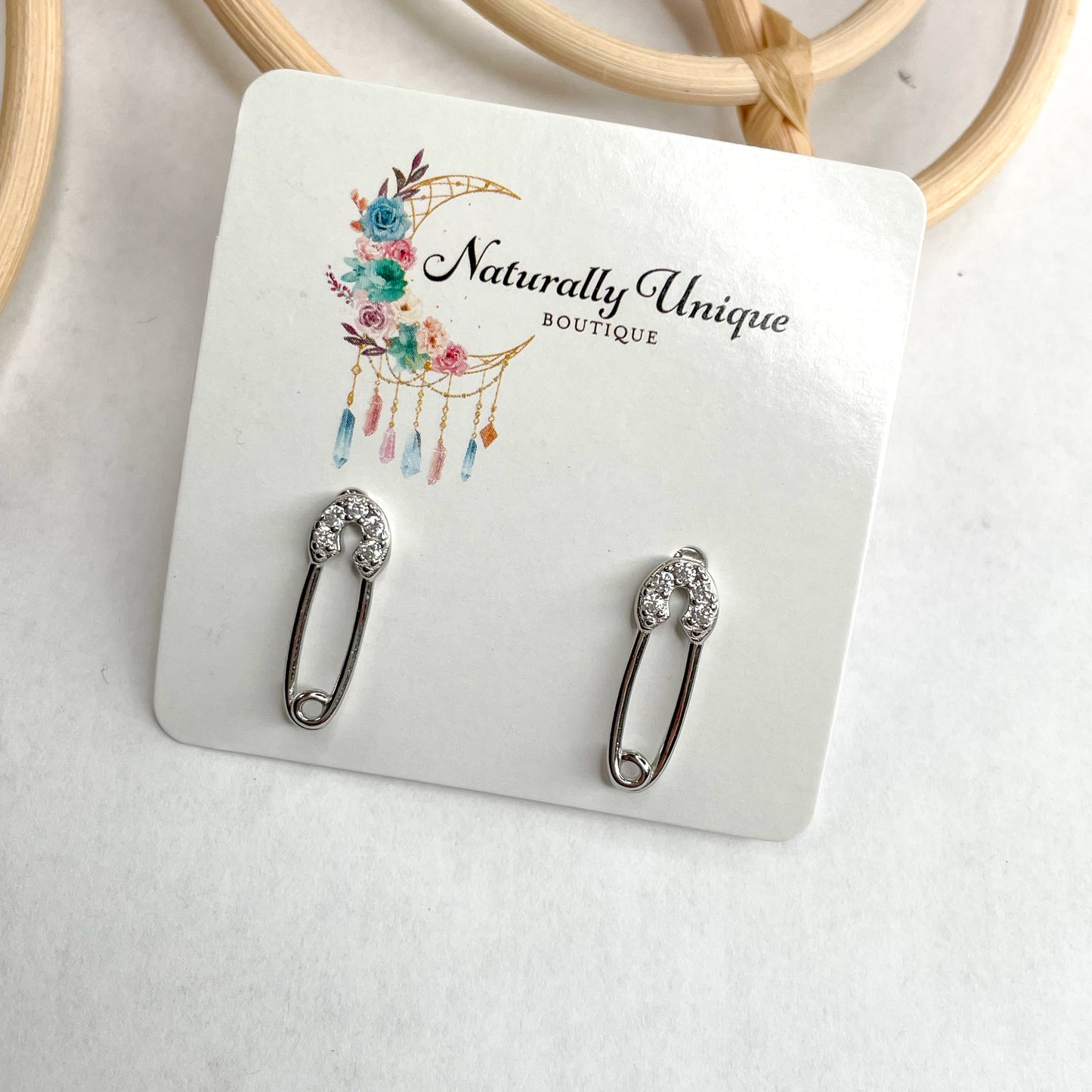 Safety Pin Studs - Solid Sterling Silver