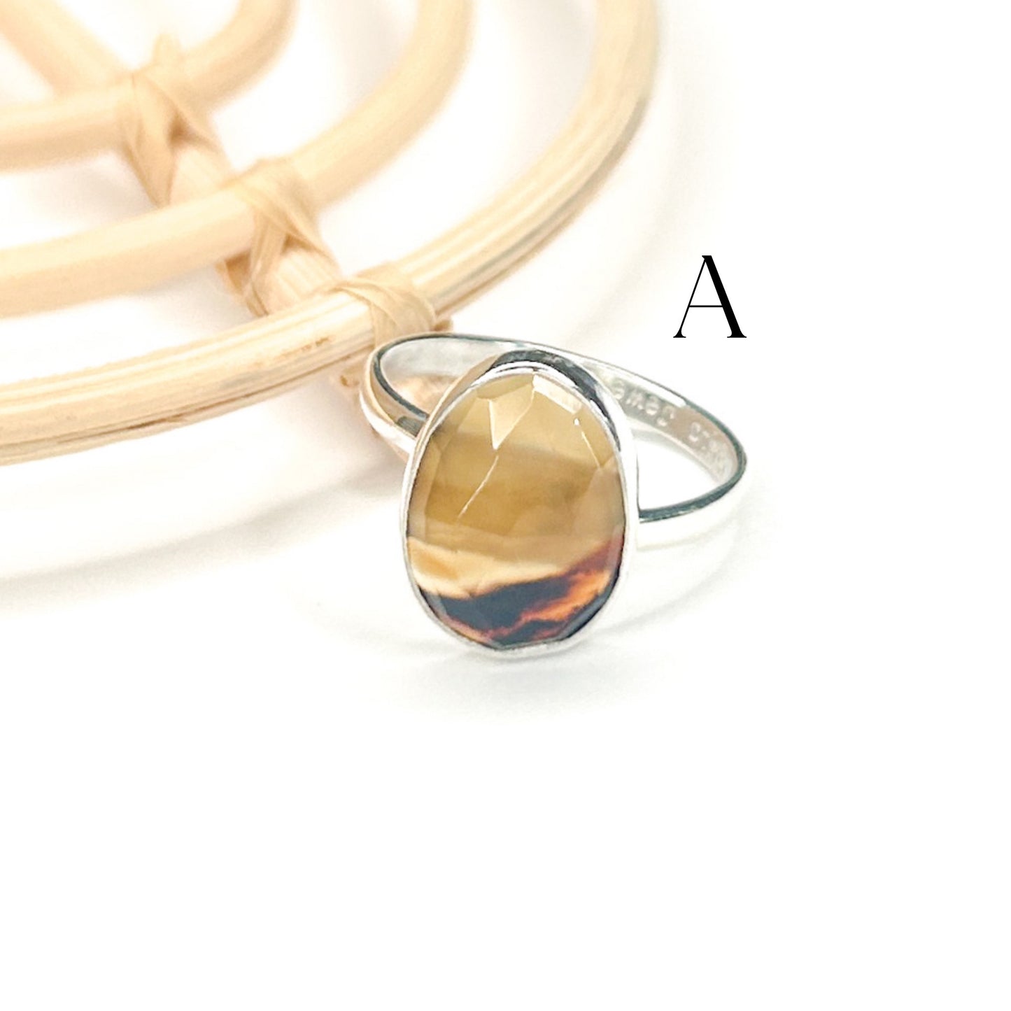 Montana Agate Faceted Ring - Solid Sterling Silver