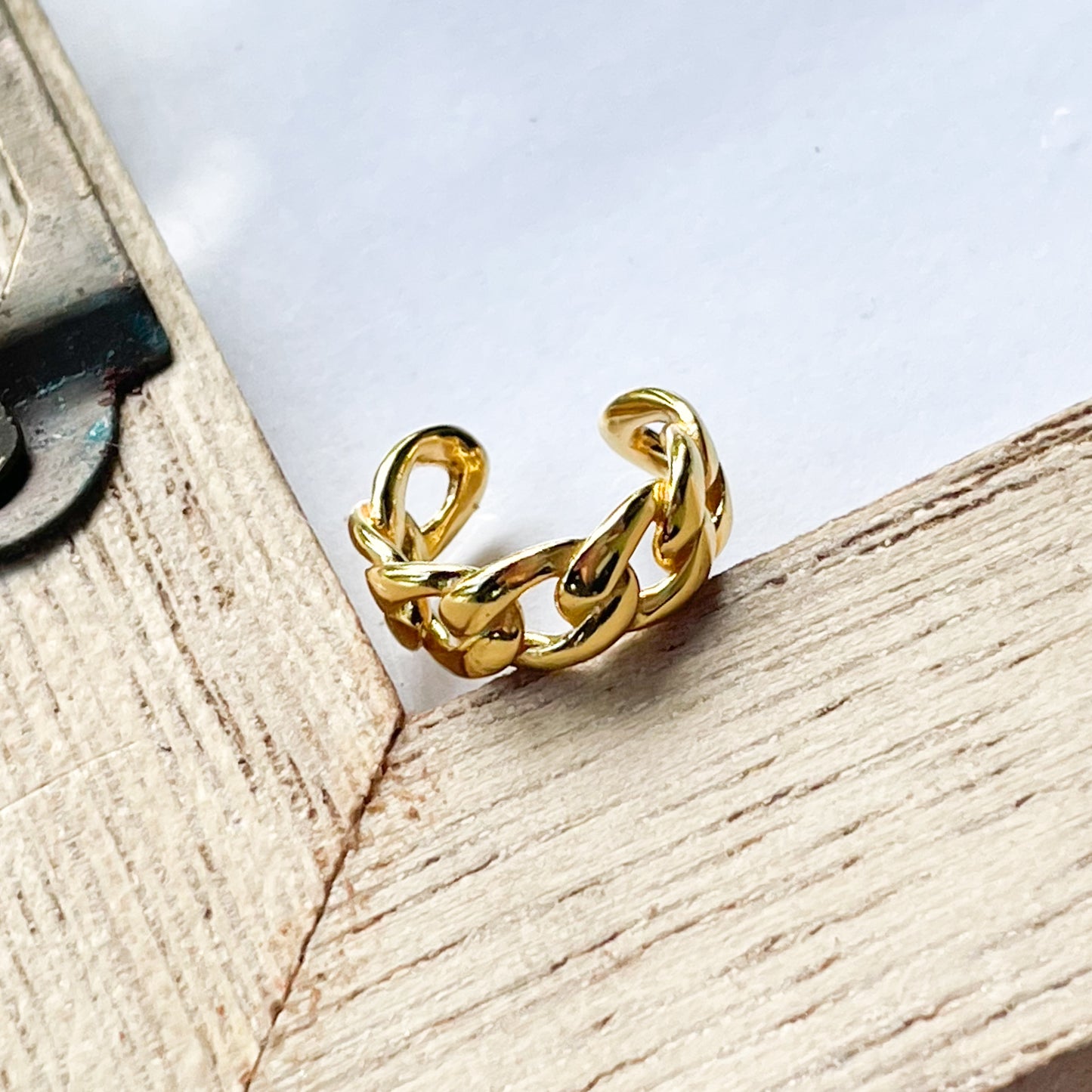 Twisted Rope Ear Cuff - Solid Sterling Silver & Gold