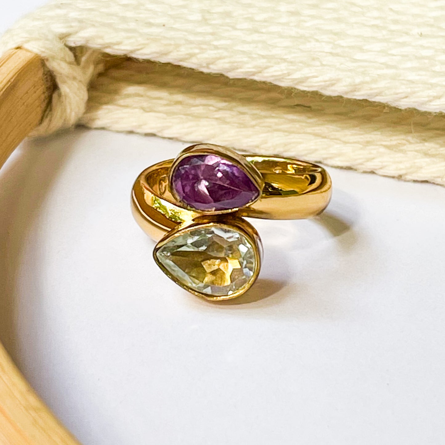 Amethyst & Clear Quartz Bypass Ring - Alchemia