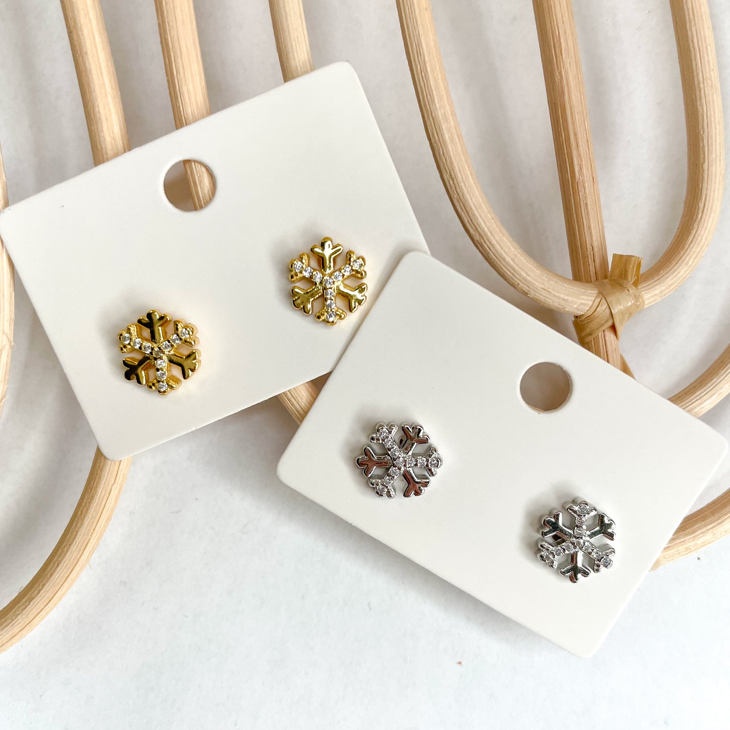 Snowflake CZ Studs - Solid Sterling Silver