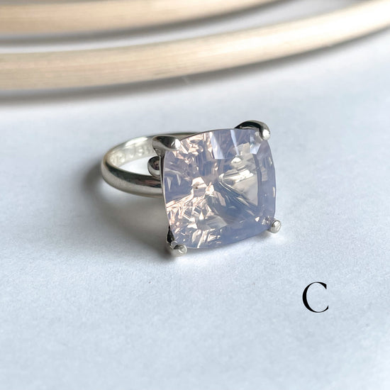 Lavender Quartz Prong Ring - Solid Sterling Silver