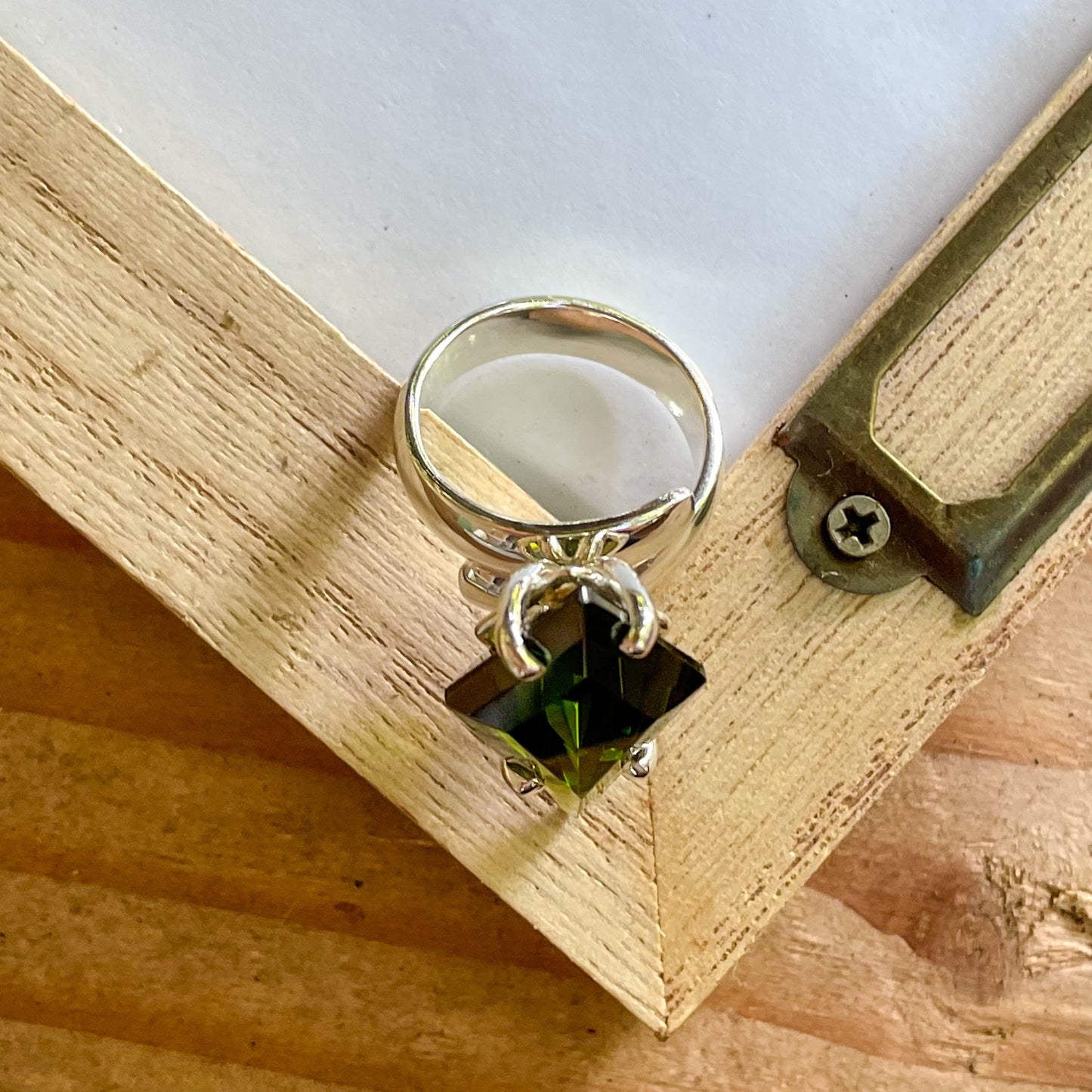 Colorful CZ Kite Prong Rings - Both Metals