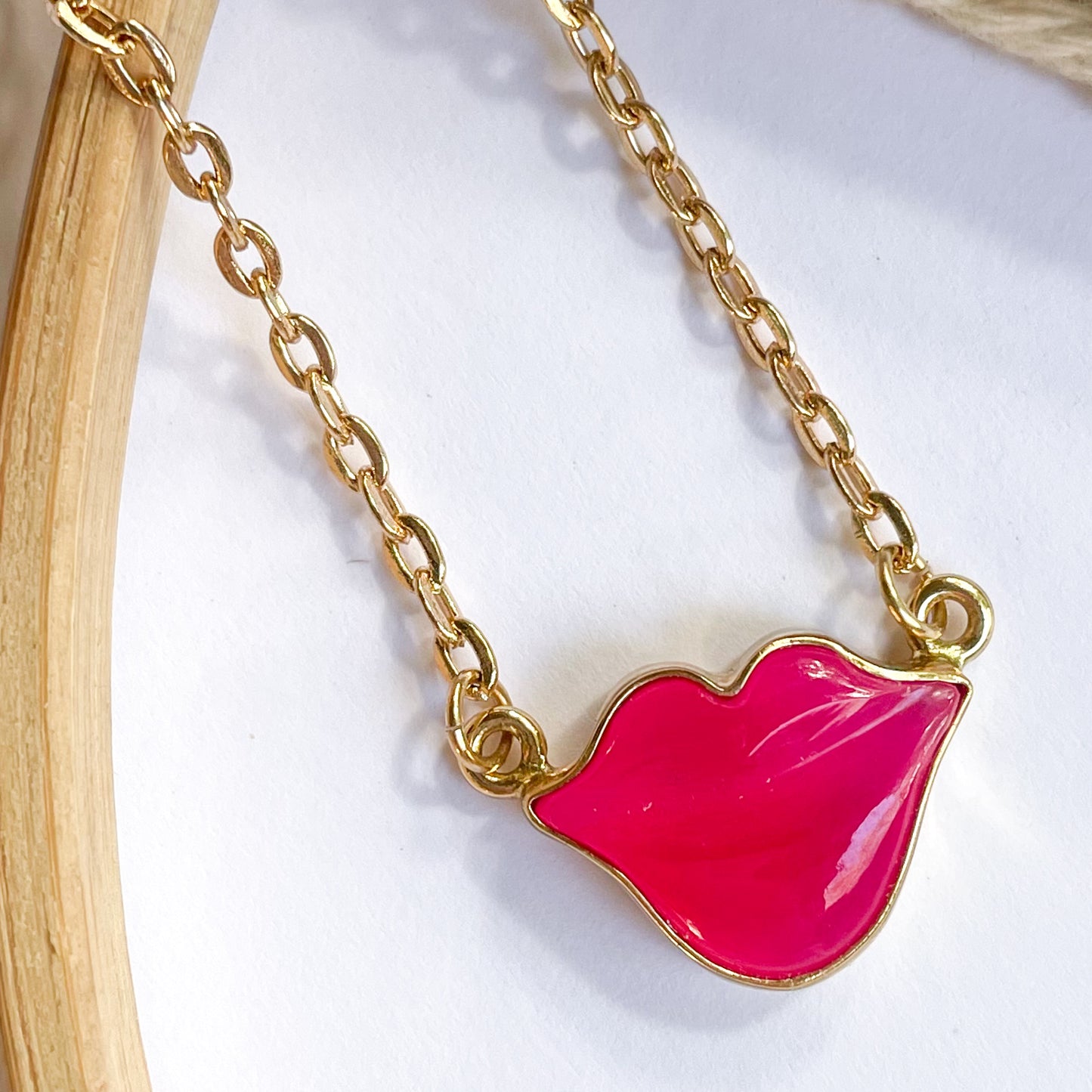 Colorful Chalcedony Lip Necklaces - Both Metals