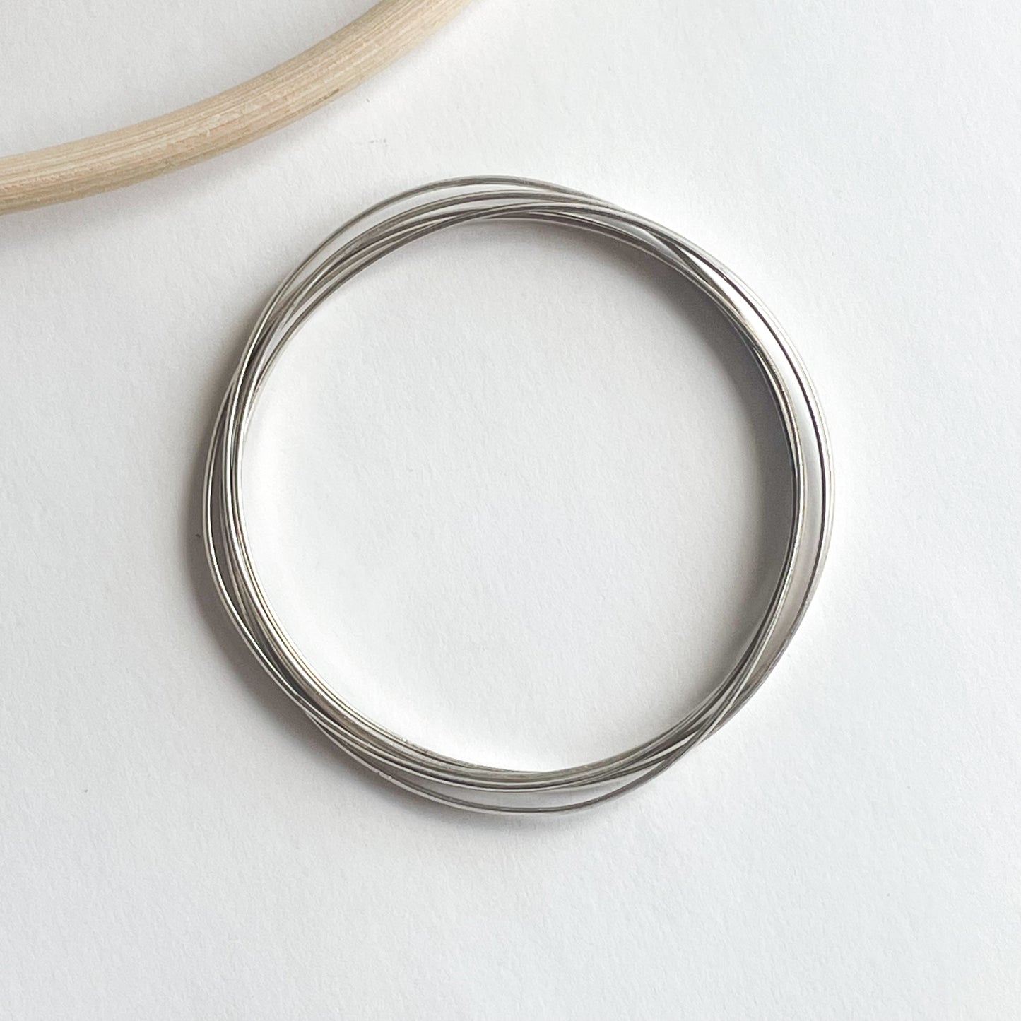 Multi Thin Intertwined Bangle - Solid Sterling Silver