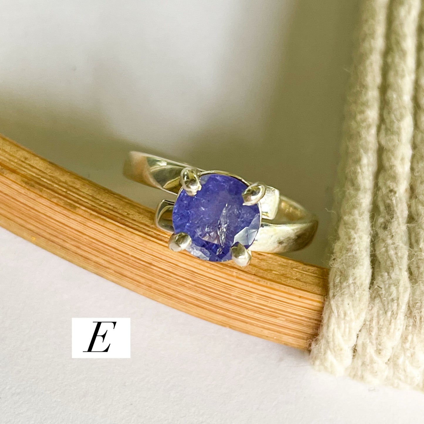 Certified Natural Tanzanite Prong Ring - Solid Sterling Silver