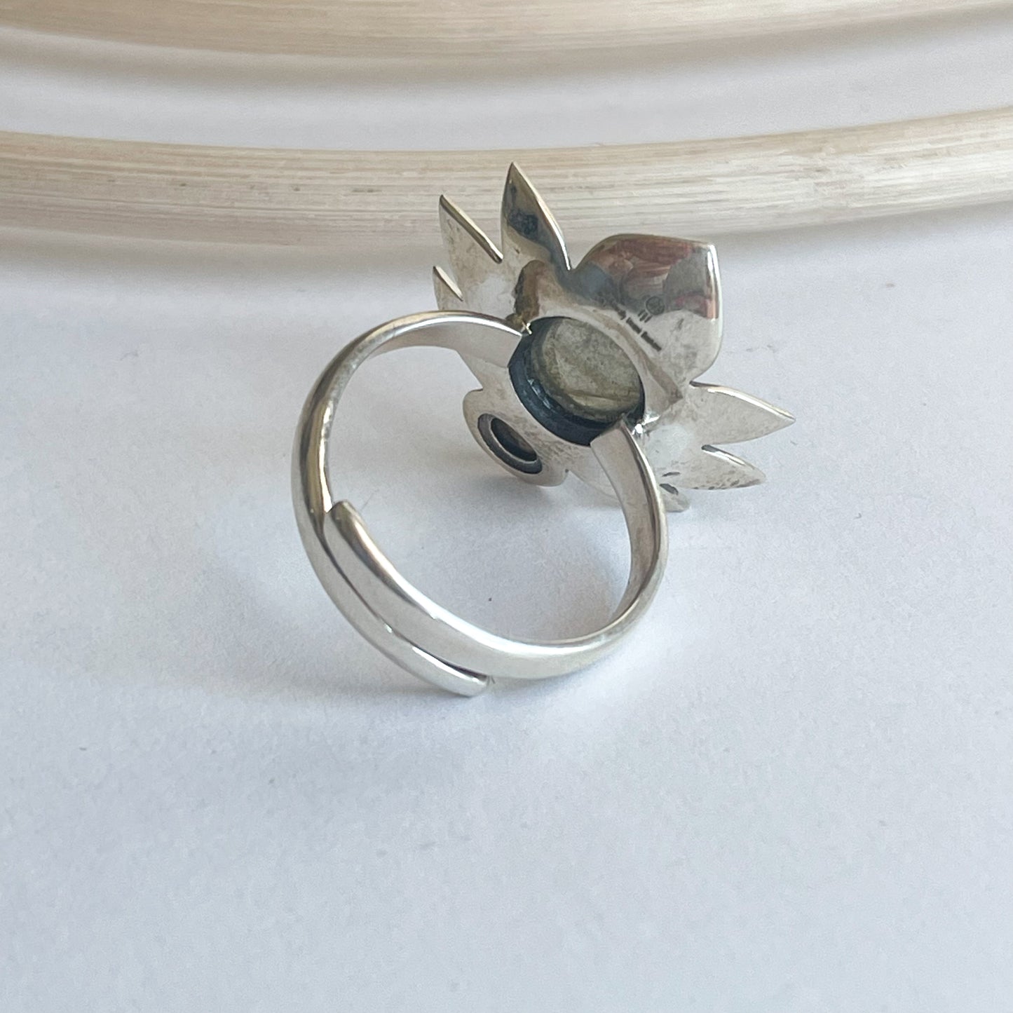 Labradorite Flower Ring - Solid Sterling Silver