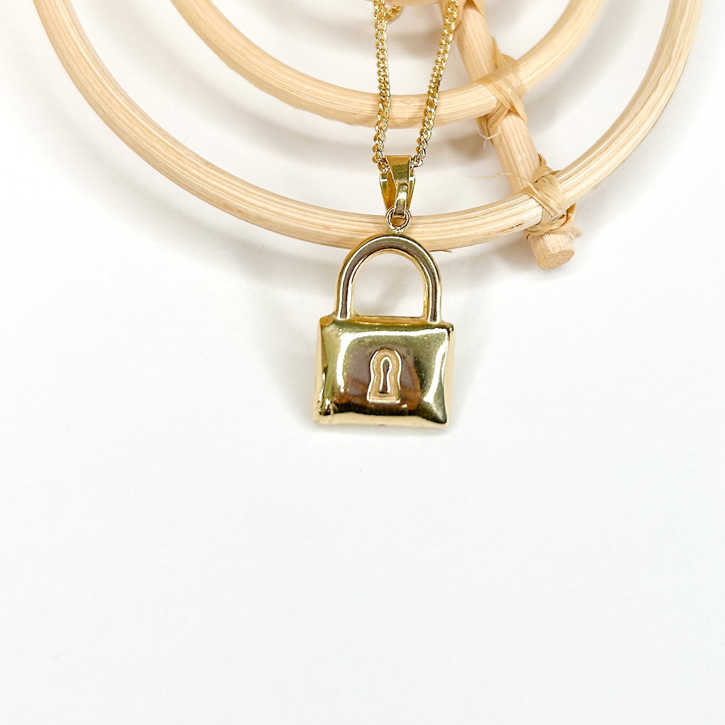 Gold Lock Pendant - 18K Gold Filled