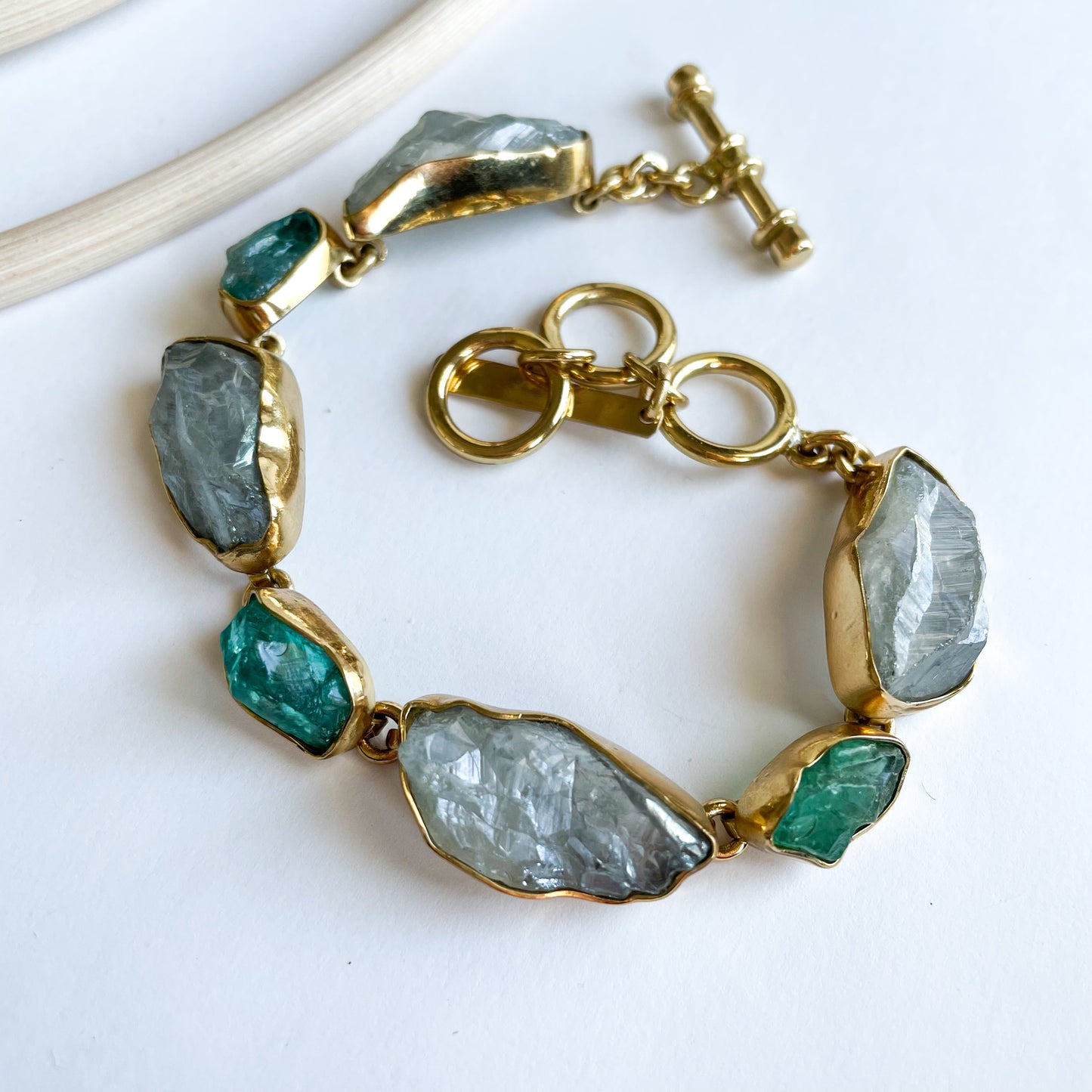 Raw Neon Apatite & Quartz Bracelet - Alchemia