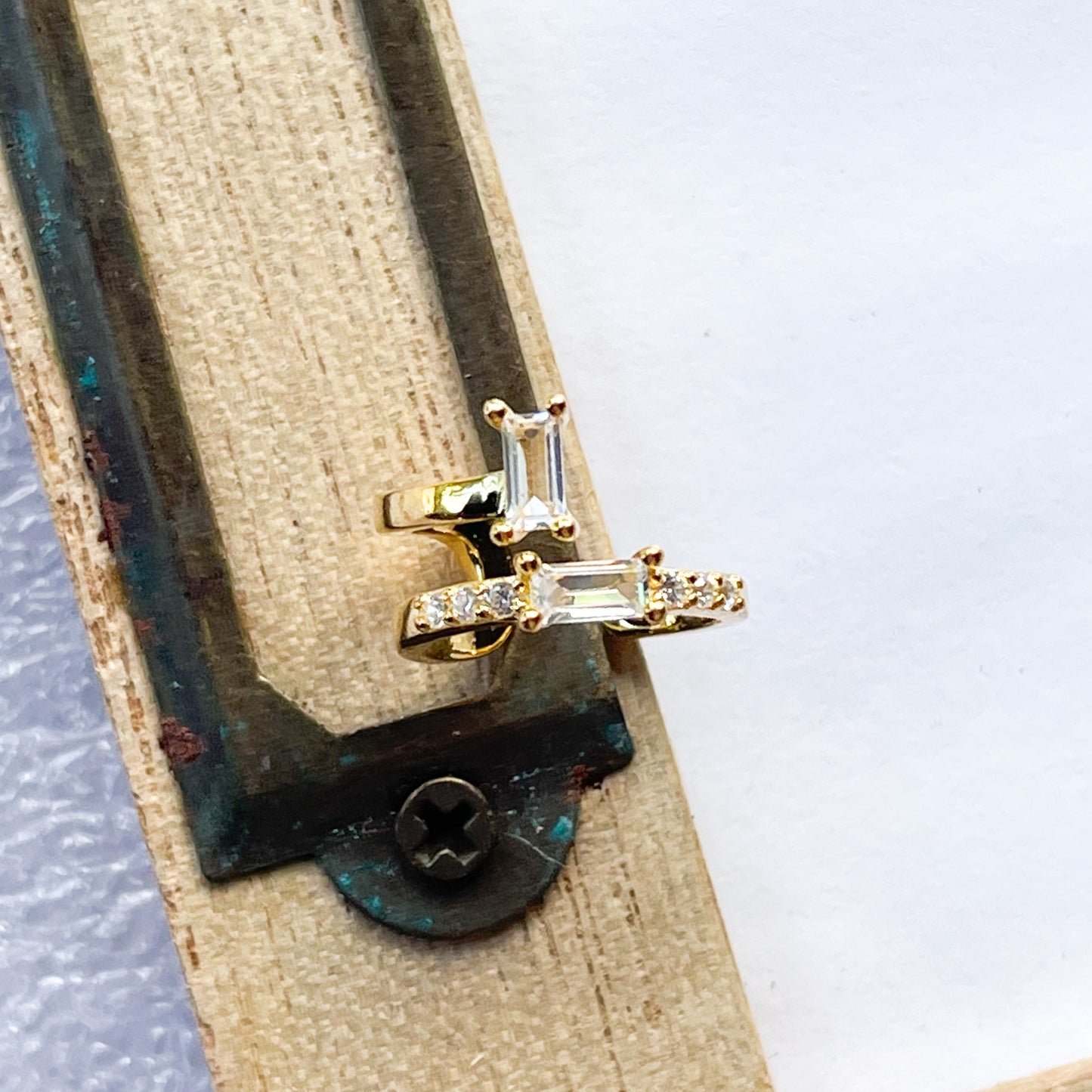 CZ Stacked Ear Cuff - Solid Sterling Silver w/ 18k Gold Plate