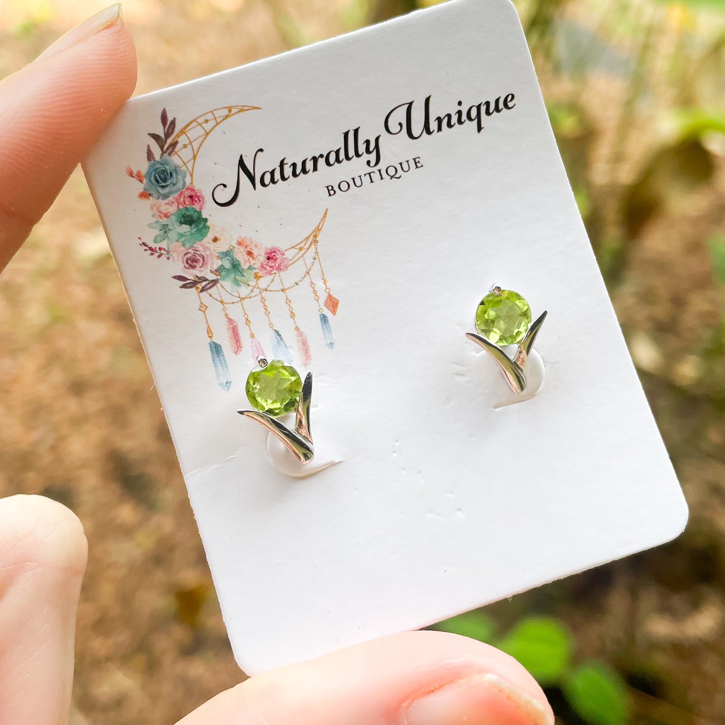 Peridot Flower Bloom Earrings  - Solid Sterling Silver