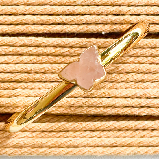 Rose Quartz Butterfly Mini Cuff - Alchemia Gold