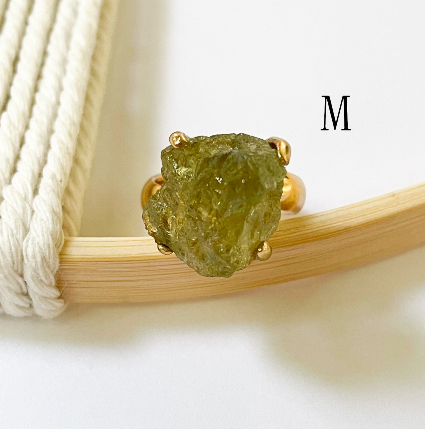 Raw Green Garnet Prong Ring - Alchemia Gold