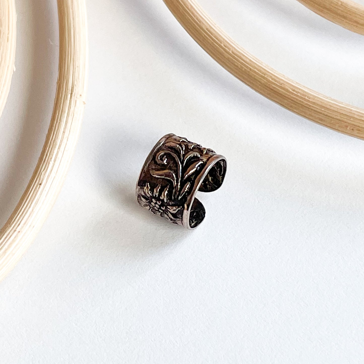 Flower Detail Ear Cuff - Solid Sterling Silver