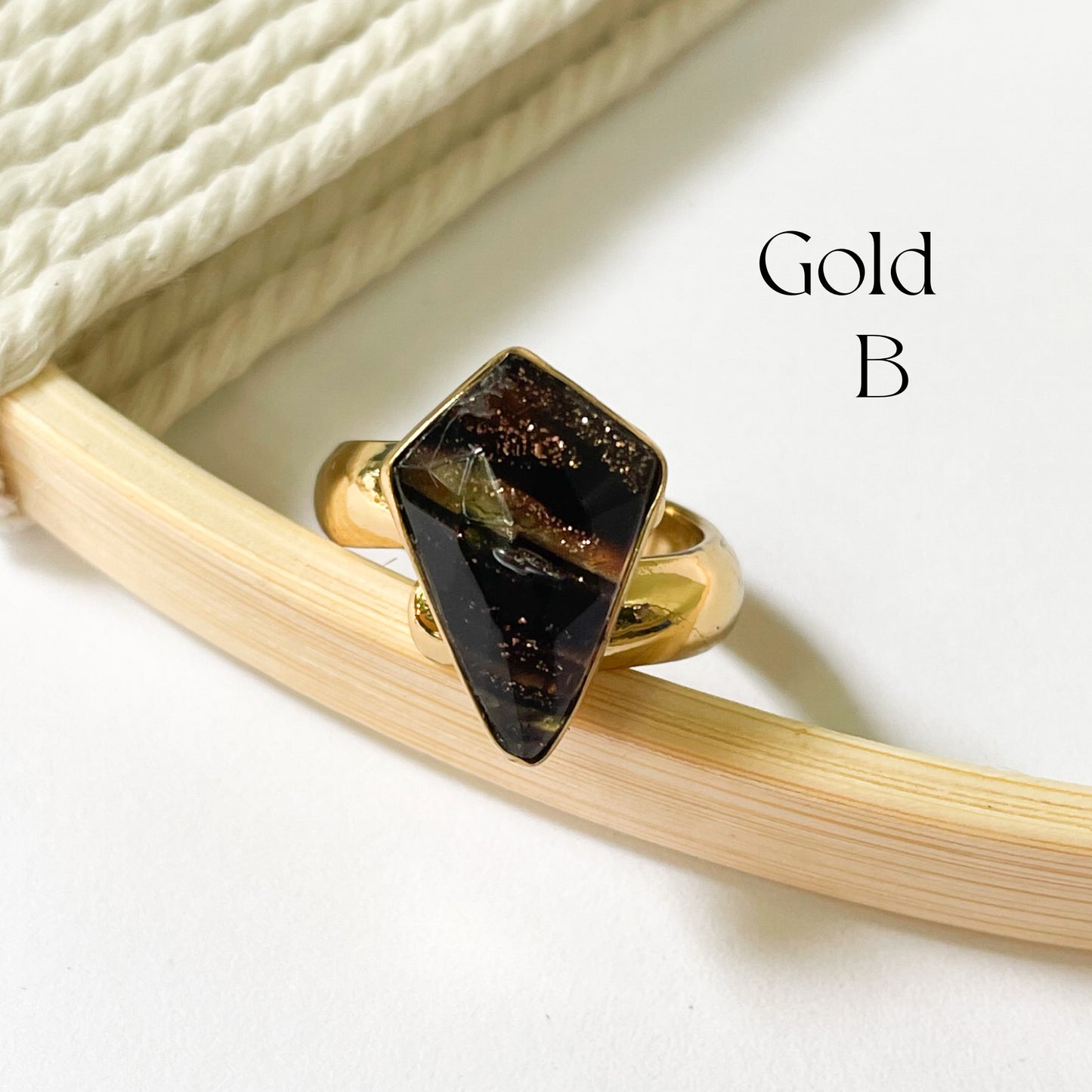 Brown Shimmer Rings - Both Metals