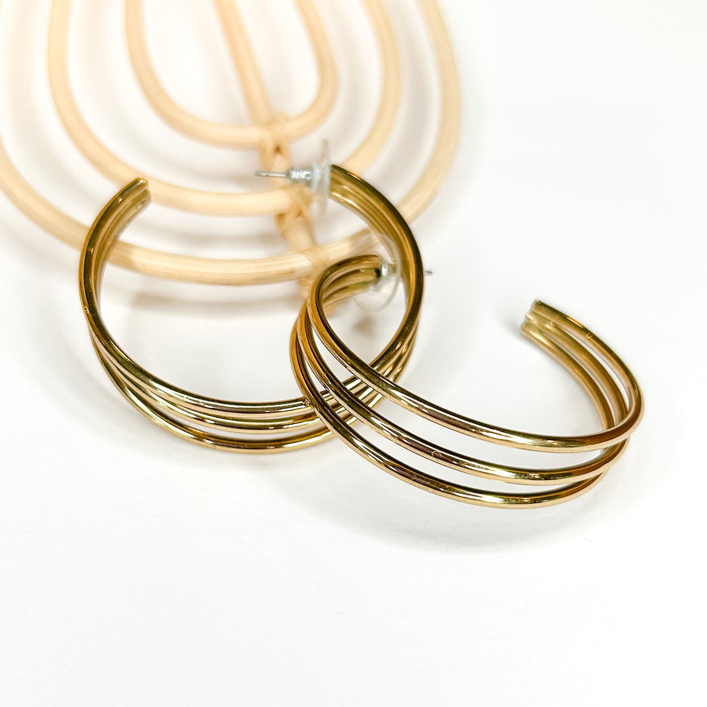 Triple Hoop Post Earrings - Alchemia