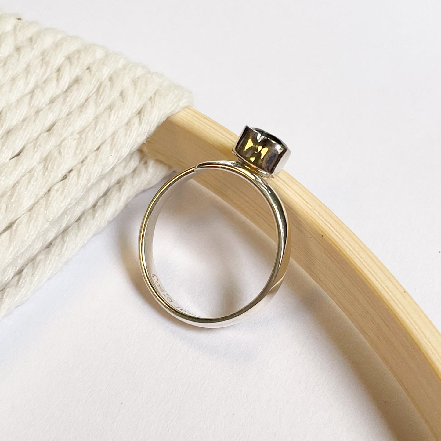 Dainty Army Green CZ Heart Ring - Solid Sterling Silver