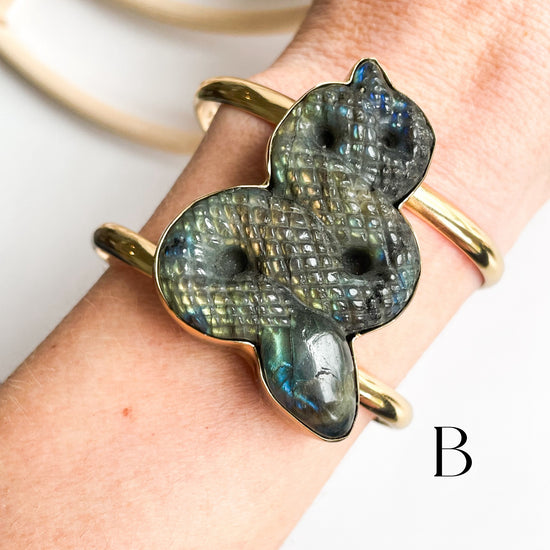 Labradorite Snake Double Cuff - Alchemia Gold