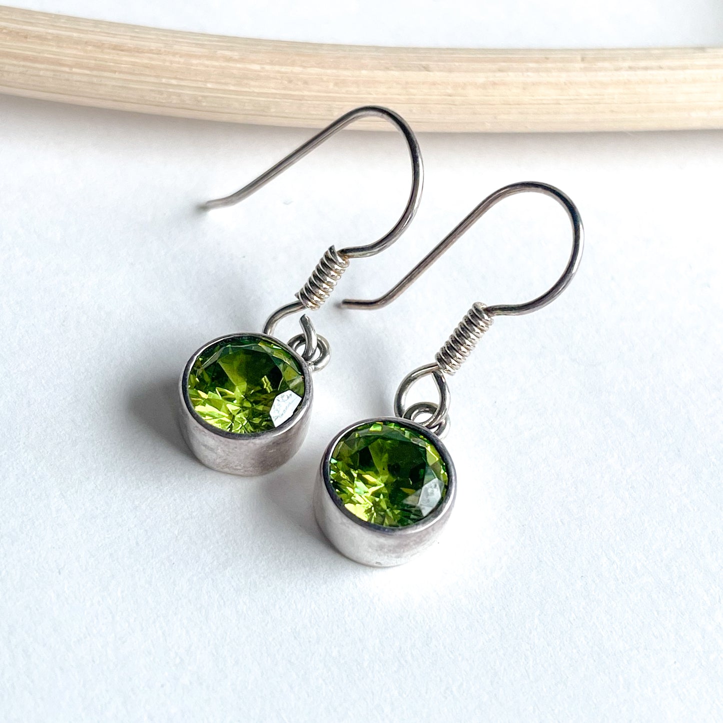 Synthetic Peridot Dangle Earrings - SSS