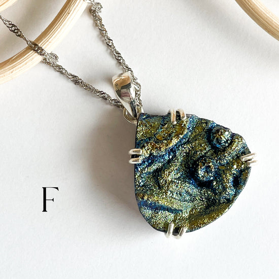 Titanium Druzy Prong Ring or Pendant - Solid Sterling Silver