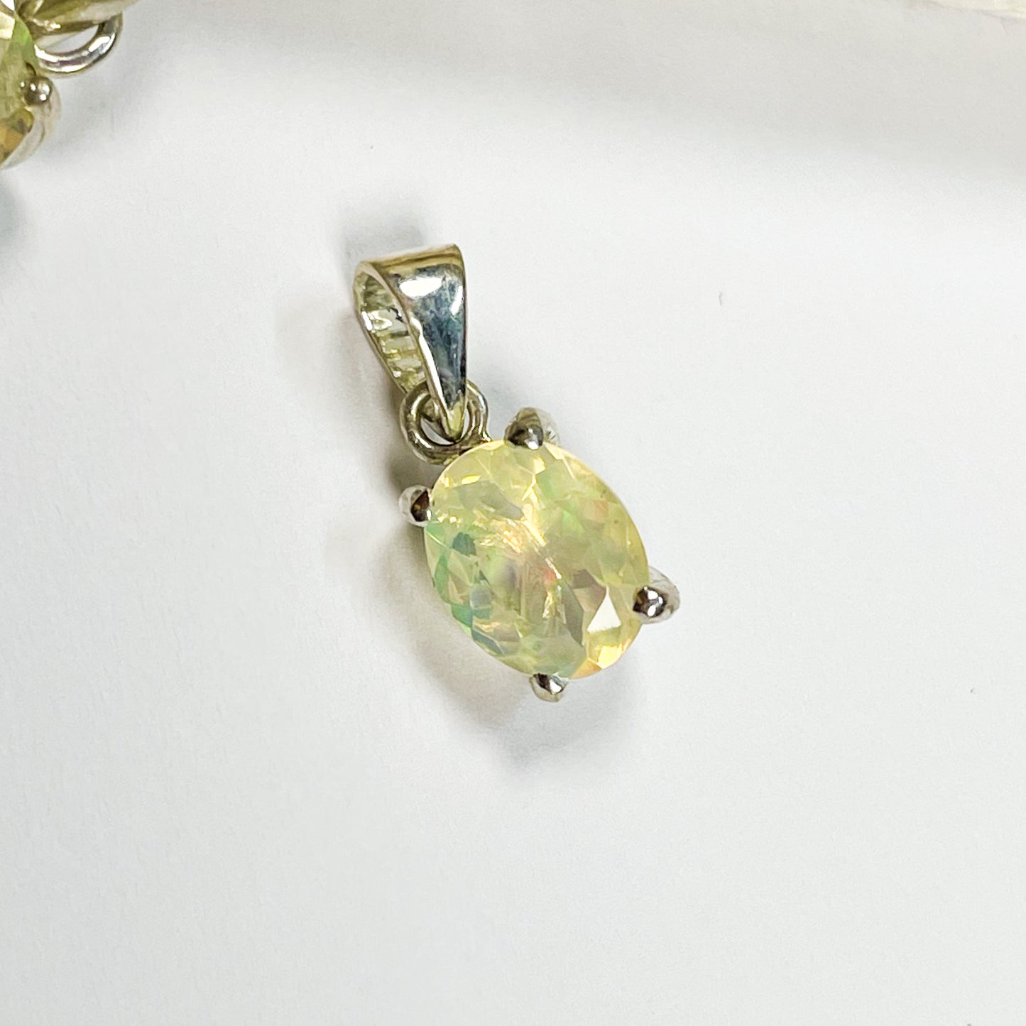 Ethiopian Opal Prong Pendant - Solid Sterling Silver