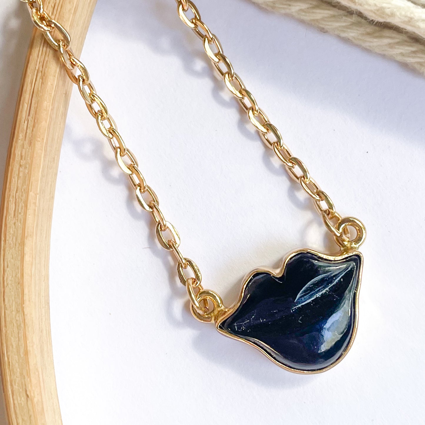 Colorful Chalcedony Lip Necklaces - Both Metals