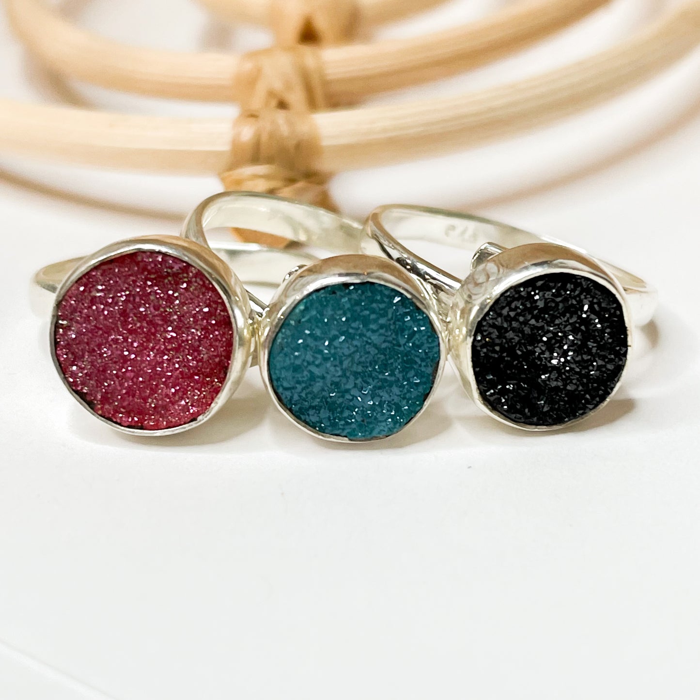 Neon Druzy Polka Dot Ring - Both Metals