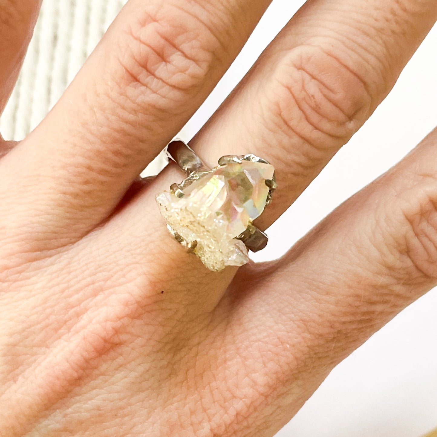 Aurora Quartz Crystal Ring - Size 7.5 - Starborn