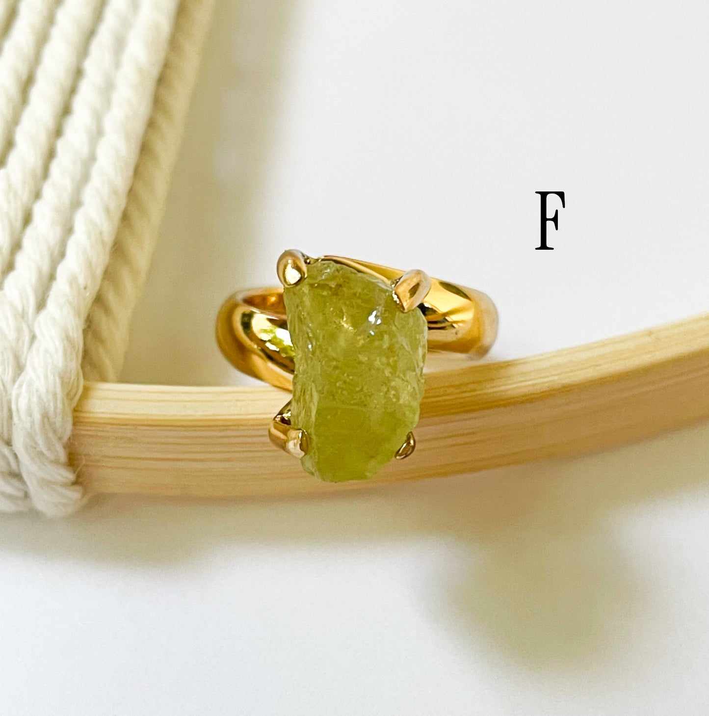 Raw Green Garnet Prong Ring - Alchemia Gold