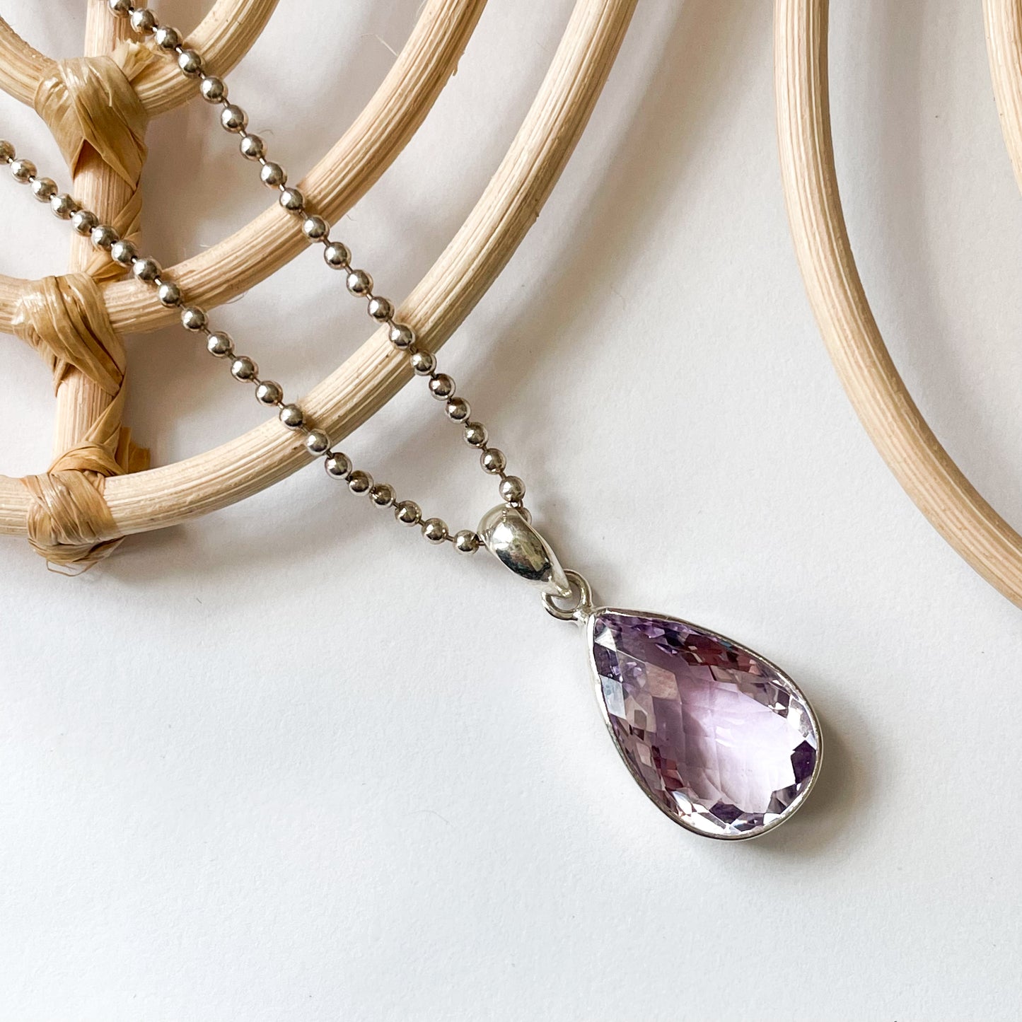 Pink Amethyst Pendant - Solid Sterling Silver
