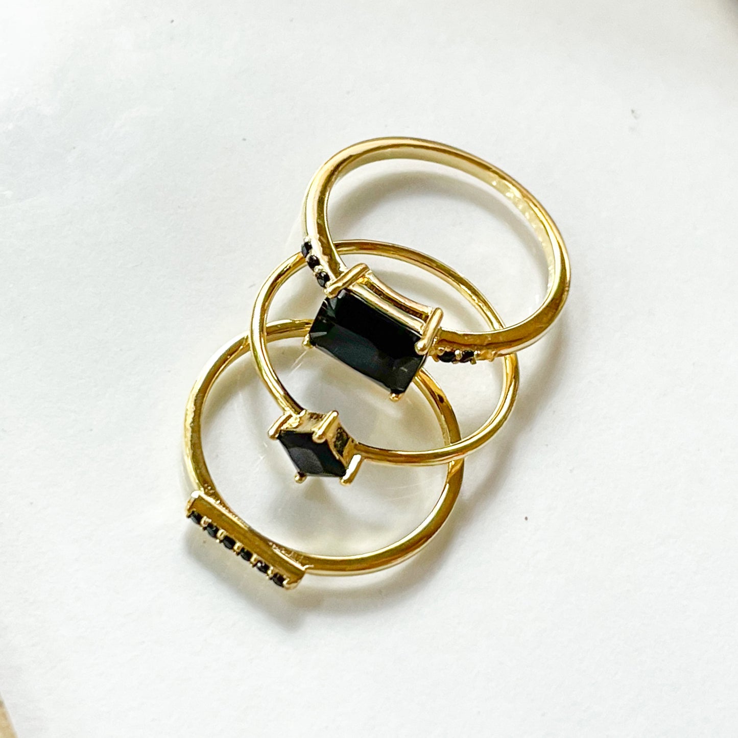 Black CZ Stack Rings - SSS  or Vermeil