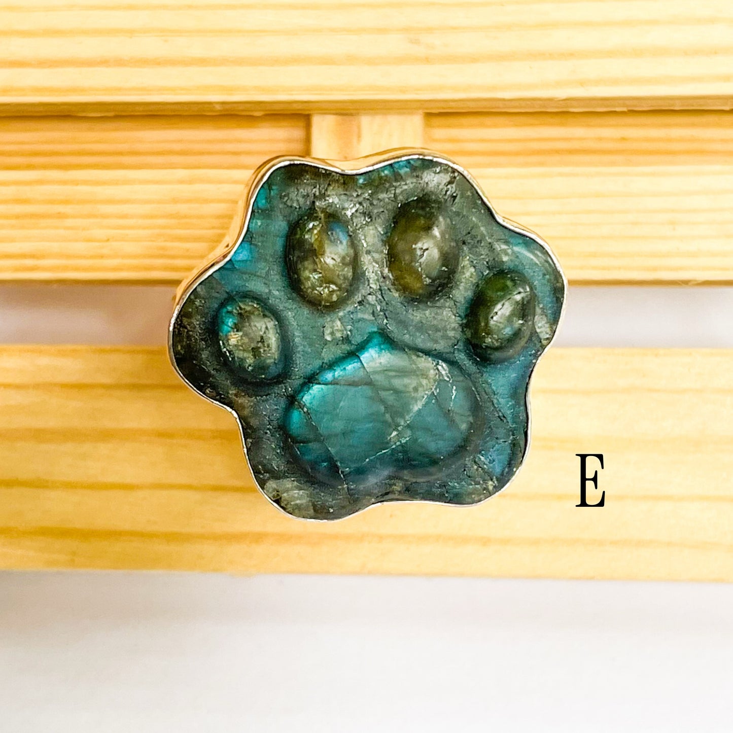 Labradorite Dog Paw Ring - Solid Sterling Silver