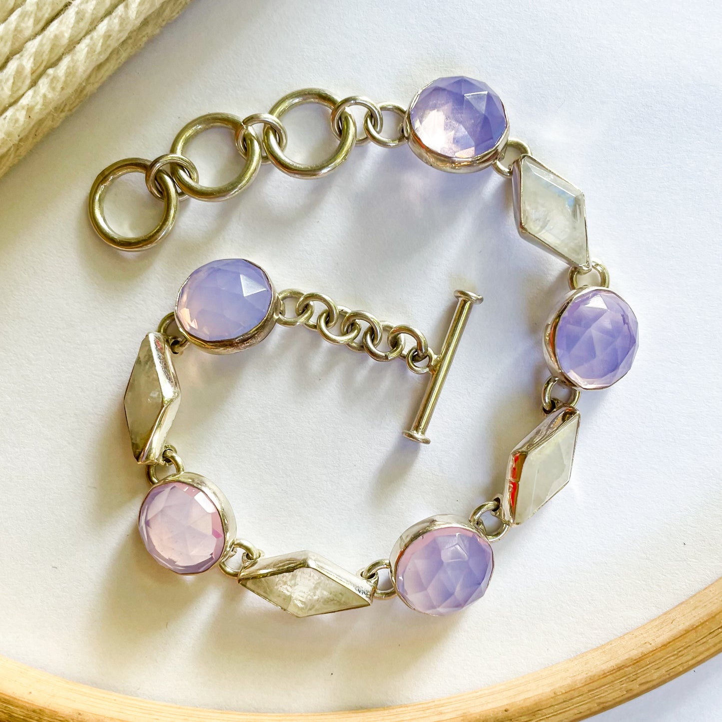Hydro Lavender & Rainbow Moonstone Bracelet - Both Metals